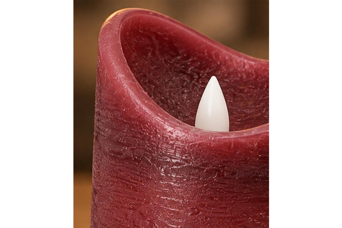 LED-KERZE Ø7,5x15 cm, Dunkelrot - Dunkelrot, Naturmaterialien (7.5/7.5/15cm) - dasmöbelwerk