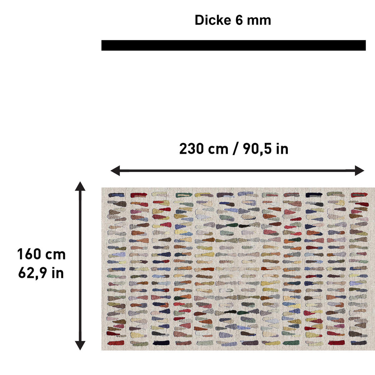 TEPPICH Zola 160x230 cm - Multicolor, Textil (160/230cm) - Bamyum