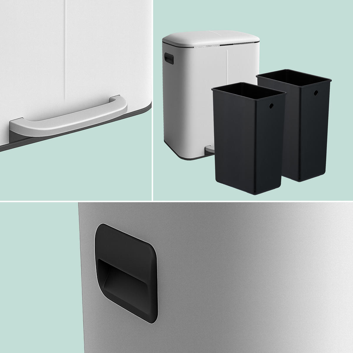 MÜLLEIMER - Weiß, Kunststoff/Metall (44.5/60/41cm) - Relaxdays