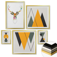 WANDBILDER 5er Set - 50x50 cm & 20x30 cm & 40x60 cm Goldrahmen - Italienische Städte (Aquarell) - Goldfarben, Kunststoff (40/60cm) - ArtPrintCave