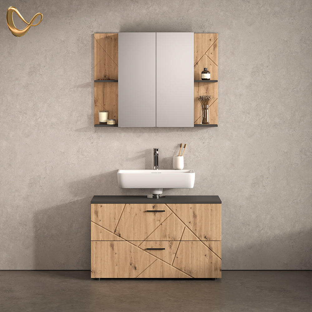 Livinity® KOUPELNOVÁ SESTAVA NÁBYTKU Ronco, Antracit/Řemeslný dub, 2dílná