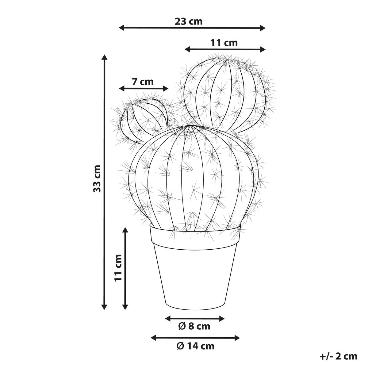 KÜNSTLICHE Topfpflanze 33 cm Grün/Schwarz Ball Cactus - Schwarz/Grün, Kunststoff (33cm) - Beliani