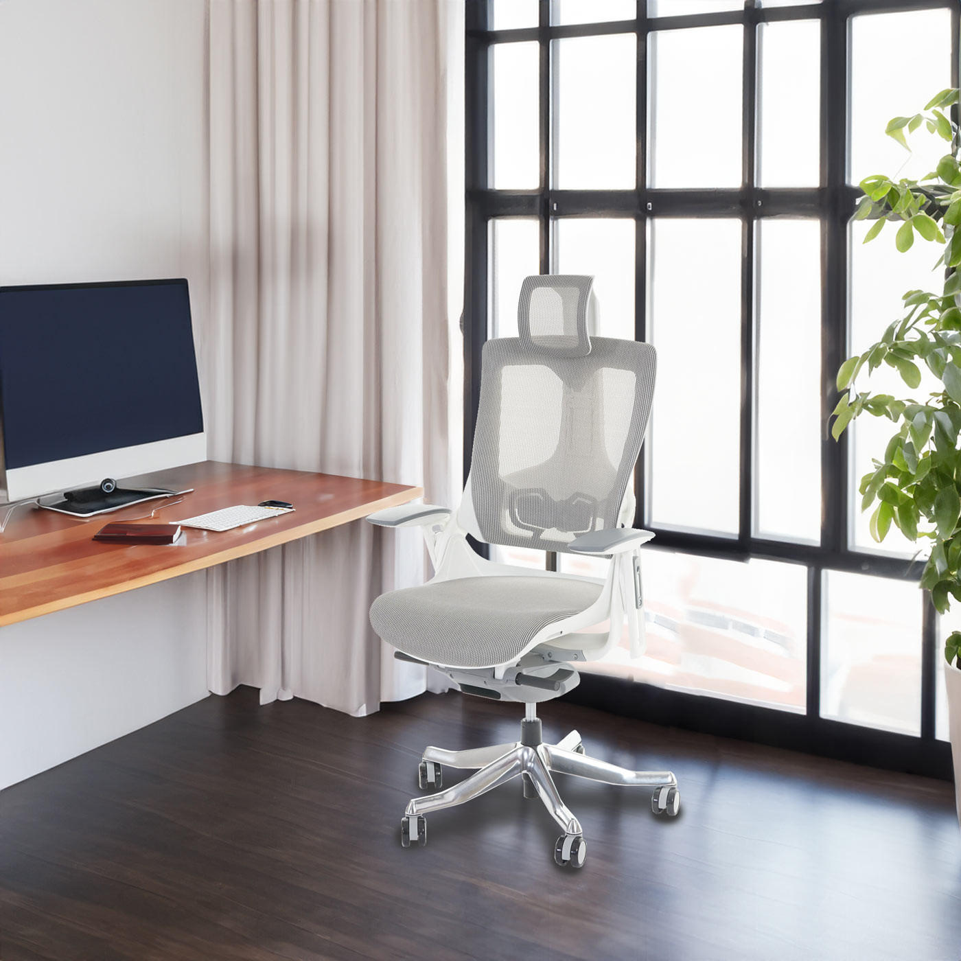 Thumbnail - MCW Bürostuhl, Grau, Textil, 75x138x68 cm, Arbeitszimmer, Bürostühle, Drehstühle
