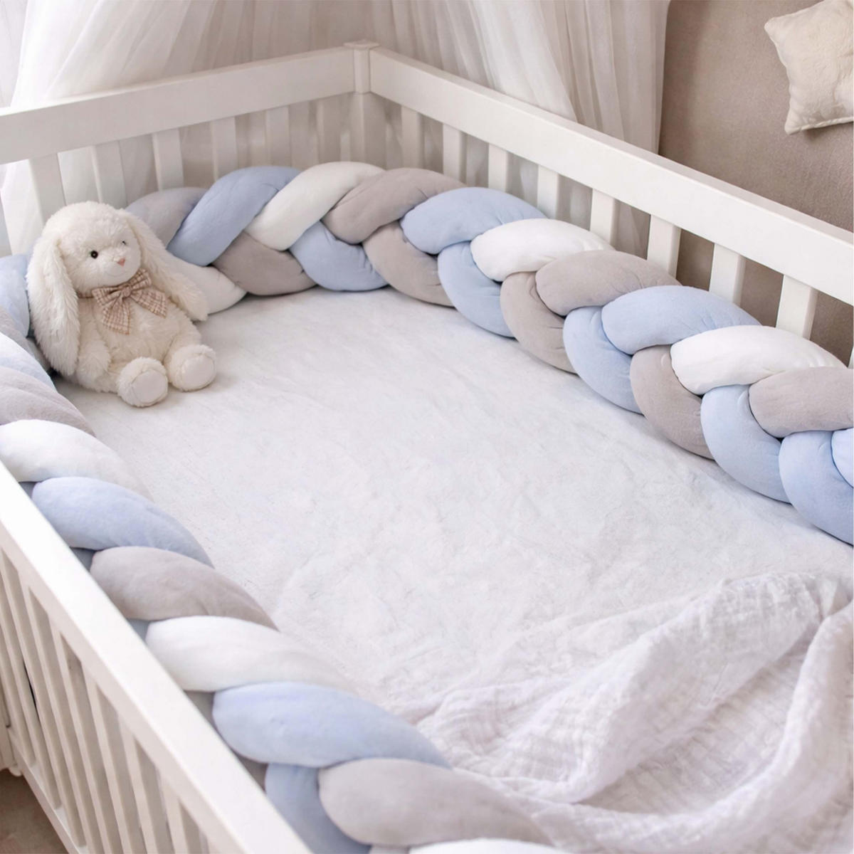 MANTINEL Šedo modrý pletený 220 cm - různobarevná/světle modrá, textil/plast (10/220cm) - Relaxdays