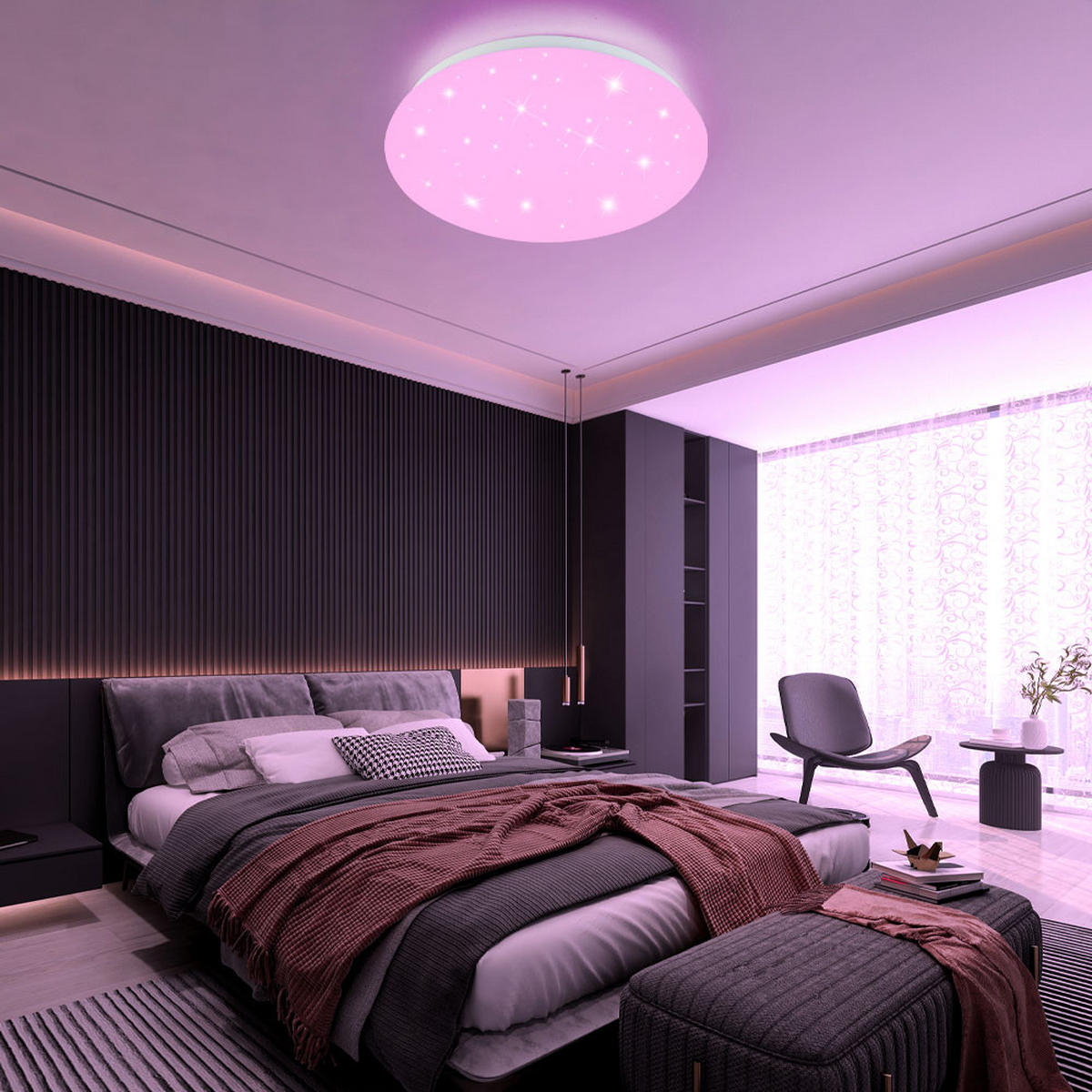 LED DECKENLEUCHTE Weiß mit RGB Farbwechsel - Weiß, Metall (25/25/9cm)