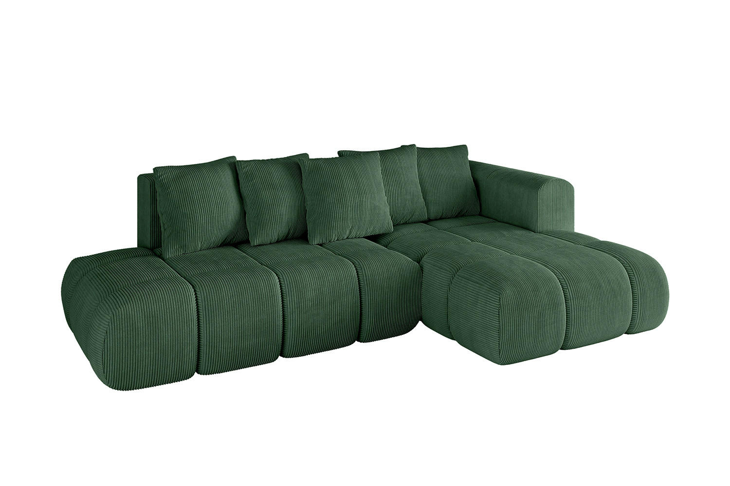 ECKSOFA Ottomane Rechts CLOUD-L-v1 289x180x40 Grün Cord - Grün, Holzwerkstoff/Kunststoff (289/180cm) - ALTDECOR