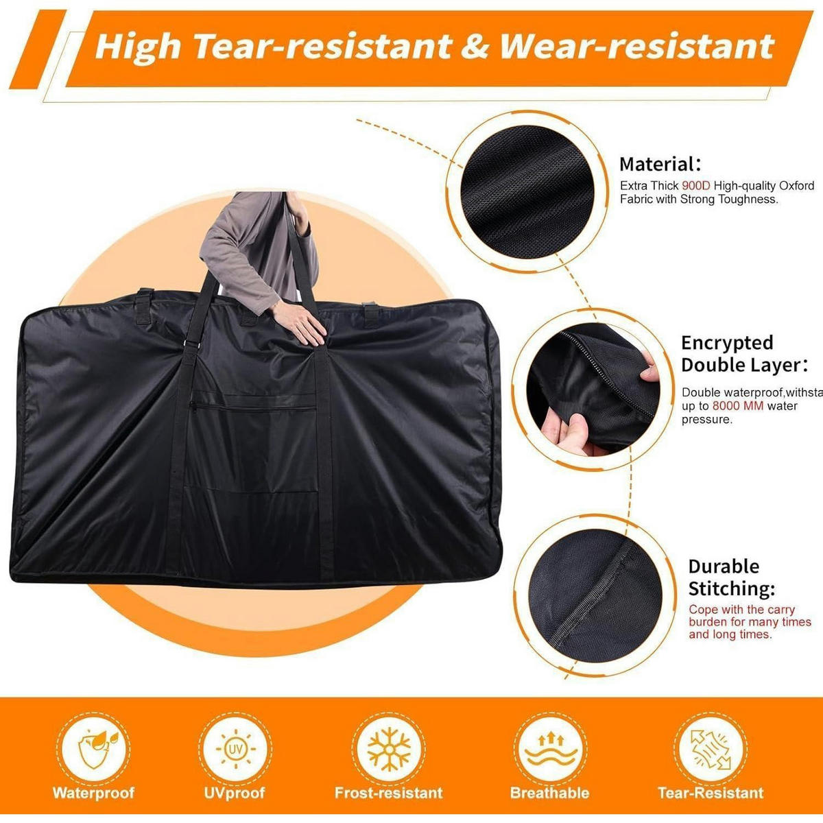 FAHRRAD-REISETASCHE für Flugzeug 140 cm - Schwarz, Textil (27.5/79.5/140cm)