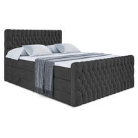 BOXSPRINGBETT SERENE-Z KING - 120 x 200 - H3/H4 - Schwarz - Schwarz, Holzwerkstoff (120/200cm) - ALTDECOR