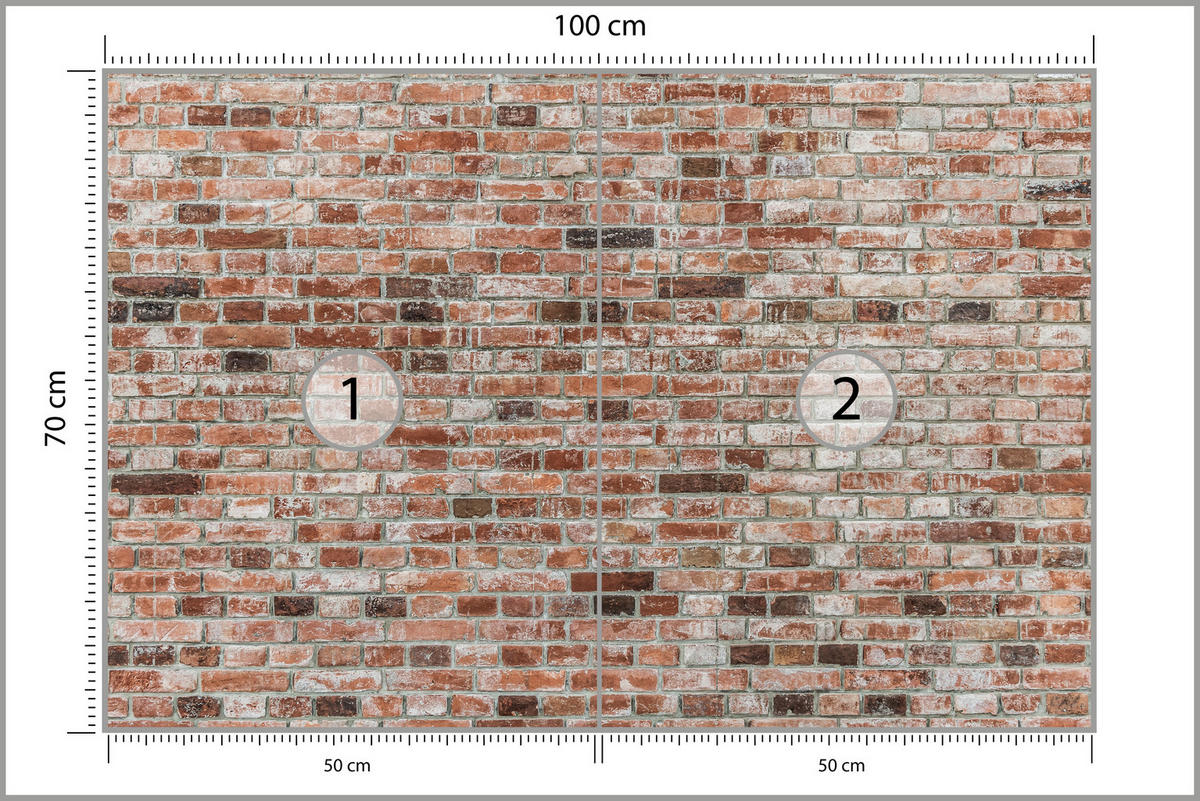 FOTOTAPETE für Büro Ziegelmauer Wand Abstraktion 100x70 - Braun, Papier (100/70cm) - Muralo