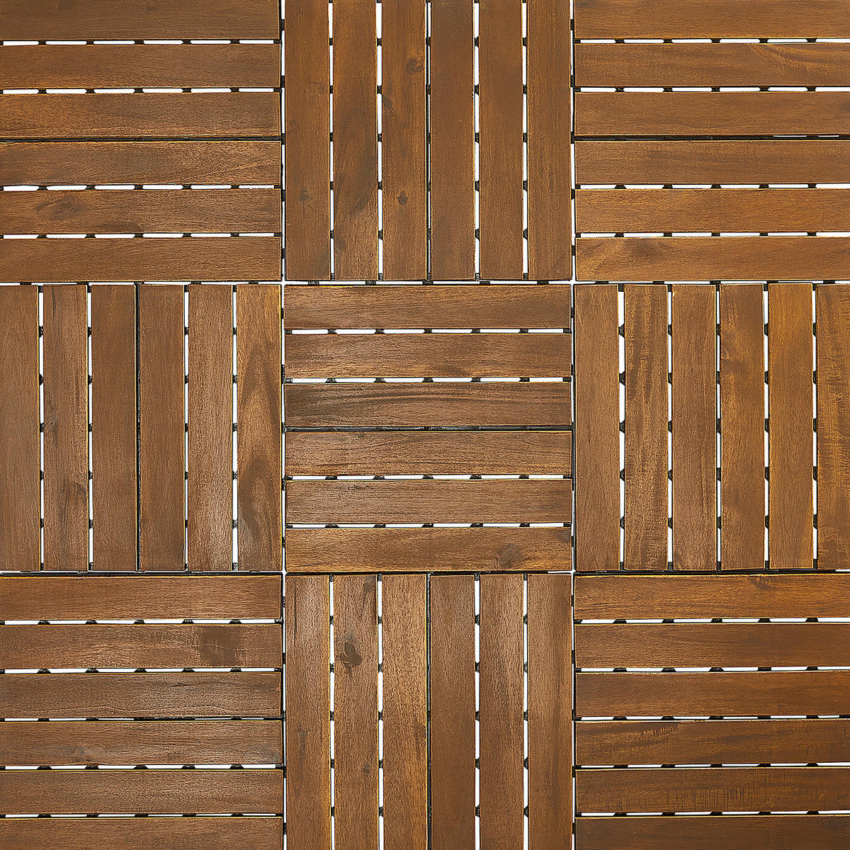 TERRASSENFLIESE - Akazie massiv - 10er-Set - Akaziefarben, Holz/Kunststoff (30/30/2.4cm) - home24