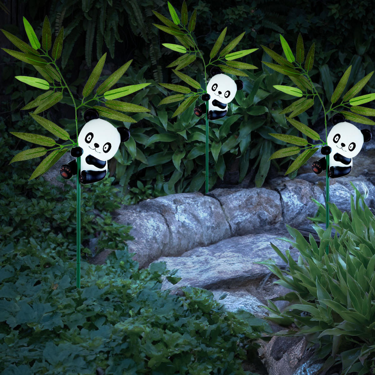 LED AUSSENLEUCHTE Bunt Solar Steckleuchte Pandabär - Multicolor, Metall (29/10.2/70cm) - Globo Lighting