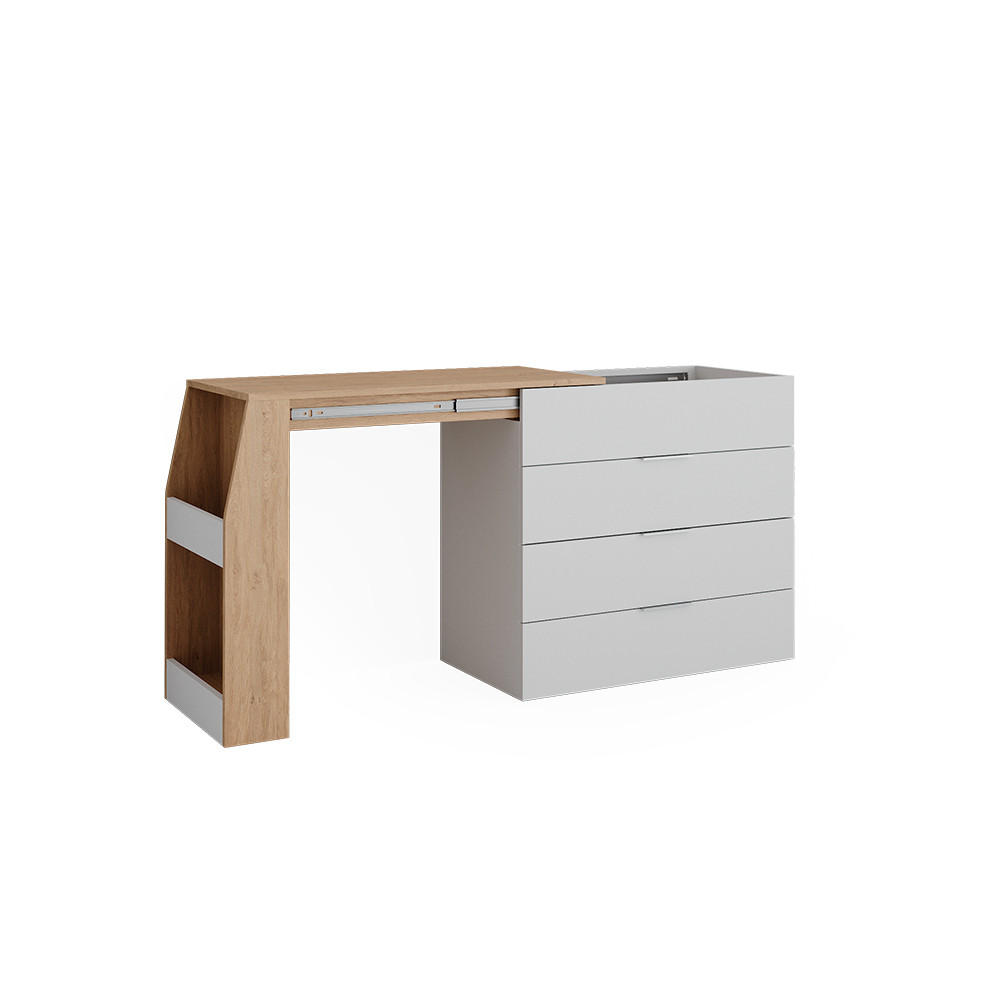 BASTELTISCH Iva Weiß 95.5 x 80 cm ausklappbar, 4 Schubladen - Weiß, Holzwerkstoff (47/95.5/80cm) - Vicco