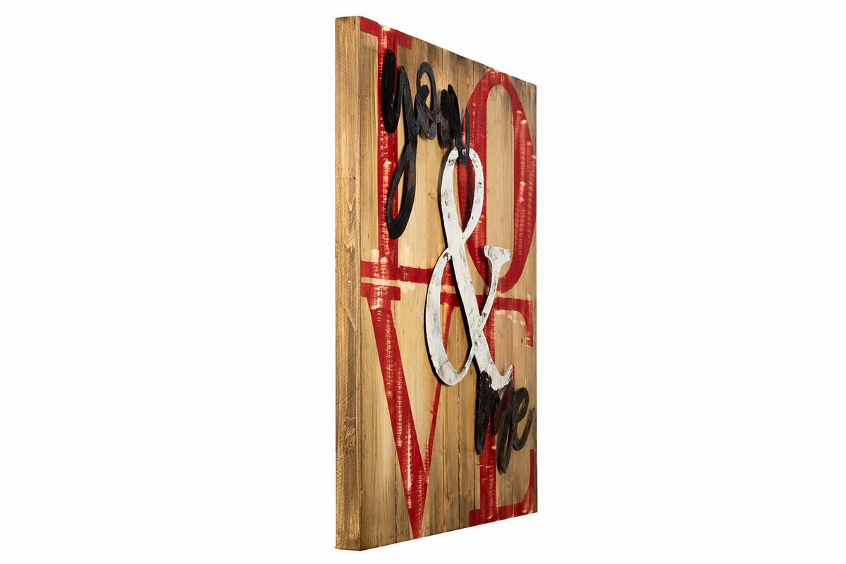 HOLZBILD Rot 60/60 cm - Rot/Braun, Holz/Metall (1.68/60cm) - KUNSTLOFT