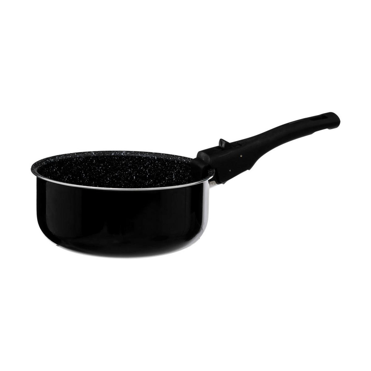 TÖPFE-SET mit abnehmbarem Griff und Silikondeckeln 29,5/5 cm - Schwarz, Metall (5/29.5cm) - 5five Simply Smart