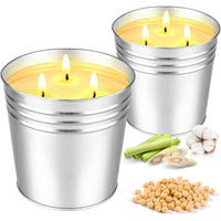 CITRONELLA Kerze 2er Set 17oz Sojawachs Duftkerze Outdoor - Silberfarben, Paraffin (20.3cm)