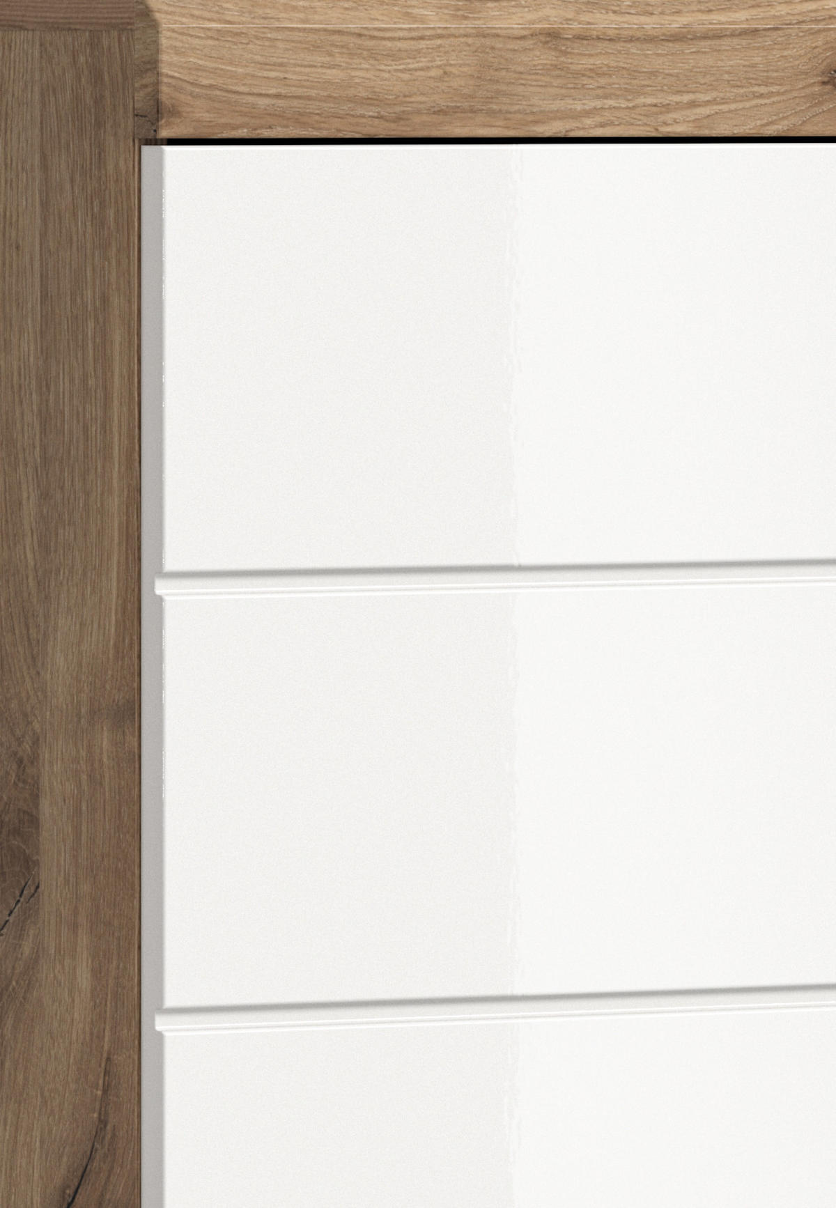 BADKOMBINATION 2tlg. Wave Bad in Nox Oak Nachbildung und weiß hochglanz B/H/T: 60x191x34 cm - Eichefarben, Holz (60/191/34cm)