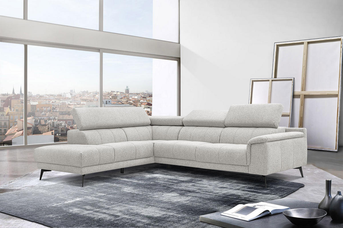 ECKSOFA FIERO 5-Sitzer, creme - Creme/Schwarz, Holzwerkstoff/Textil (158/269cm) - Courtois Laville