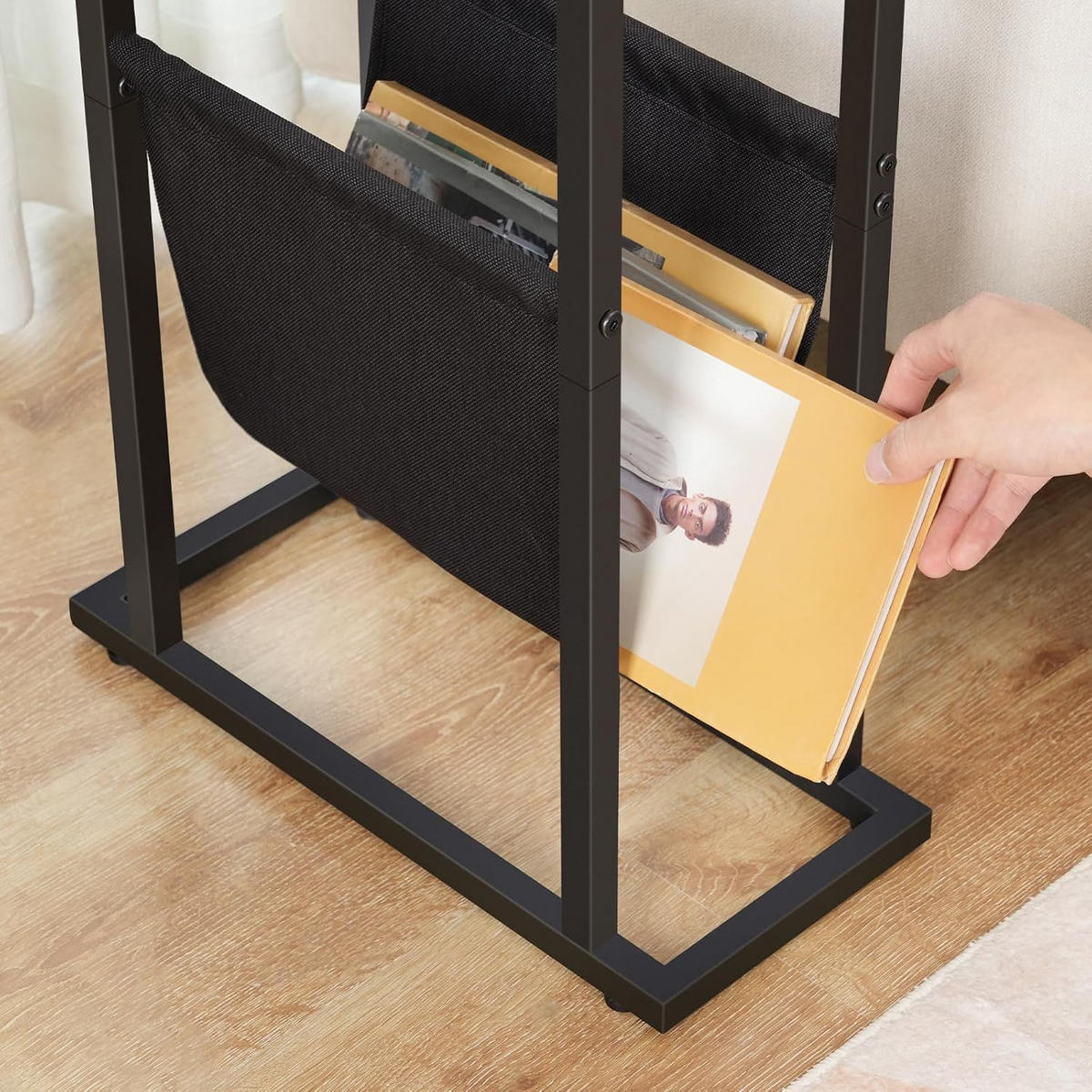 BEISTELLTISCH Schwarz aus gehärtetem Glas Zeitschriftenhalter - Schwarz, Holzwerkstoff (40/18/55cm) - Hoobro