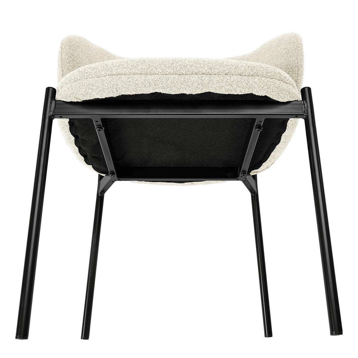 POLSTERSTUHL - 2er-Set - Stahl / Bouclé - Creme, Textil/Metall (57/76/58cm) - home24