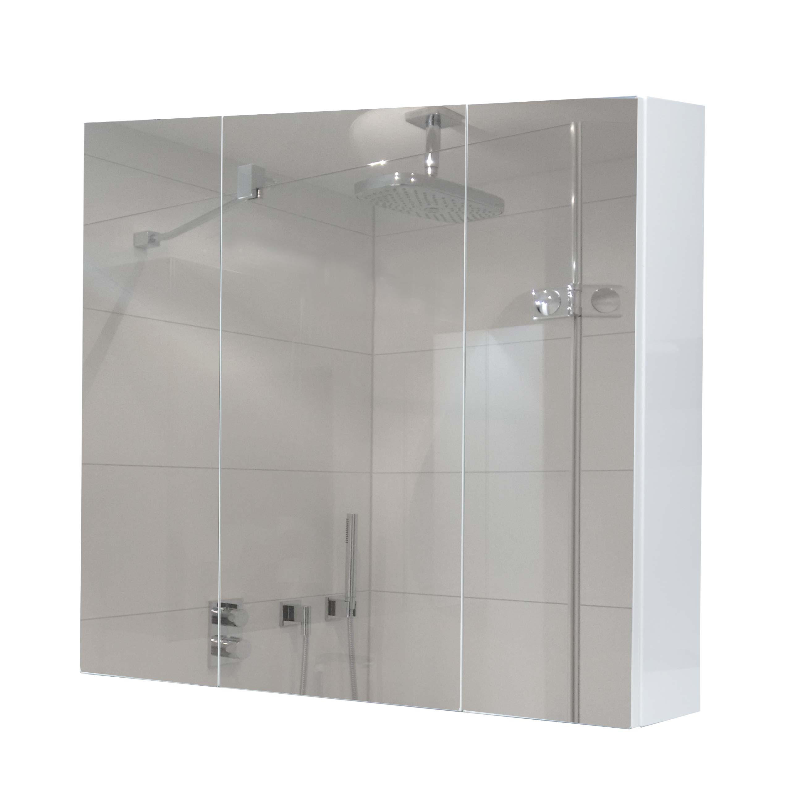 SPEGELSKÅP B19B Högblank Renvit Vit högglans 70/80/16 cm