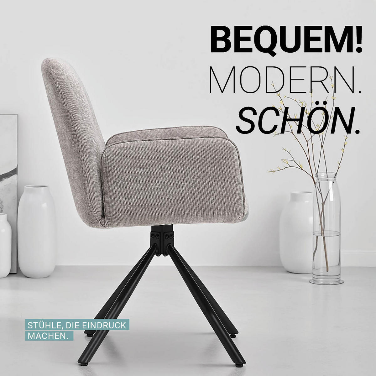 ARMLEHNENSTUHL in Grau 2 Stück drehbar - Anthrazit, Textil (58/88/60cm) - Homestyle4u