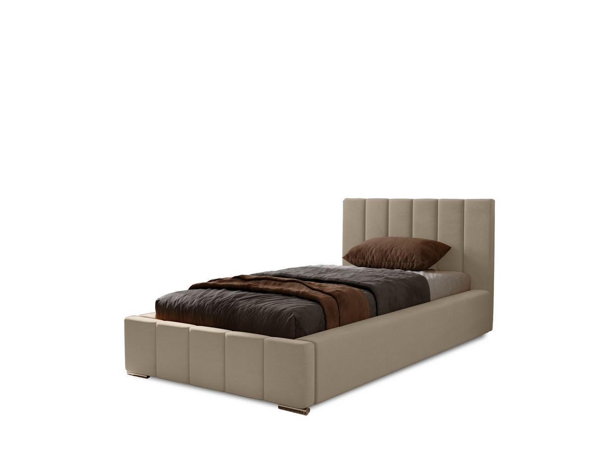 POLSTERBETT Nero 90x200 cm, Einzelbett mit Bettkasten, Lattenrost und Matratze aus Holz, Velourstoff: Braun - Braun, Holz/Kunststoff (90/200cm) - Marpur