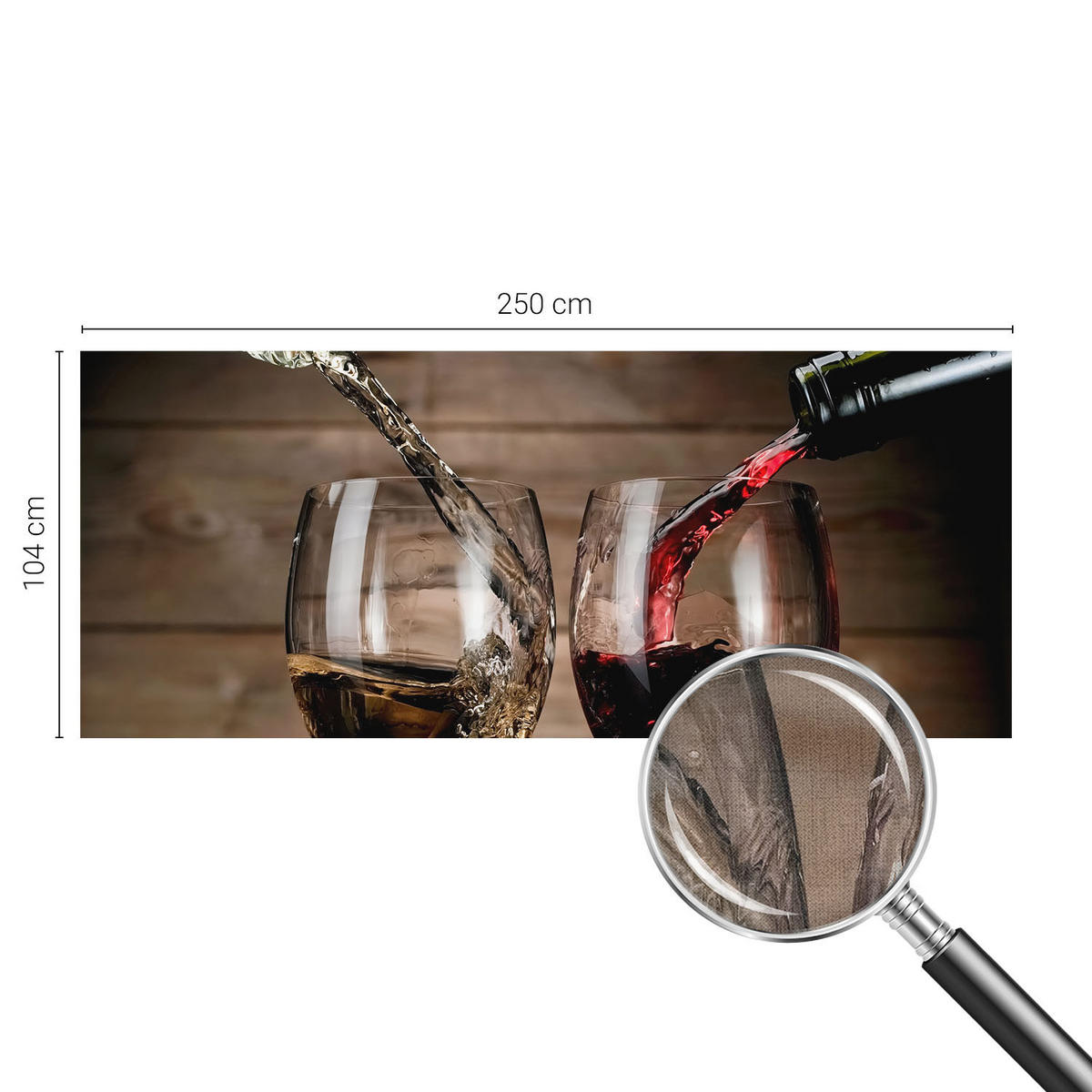 FOTOTAPETE 250x104 cm - Gläser Wein - Grau, Textil (250/104cm) - Wallfluent