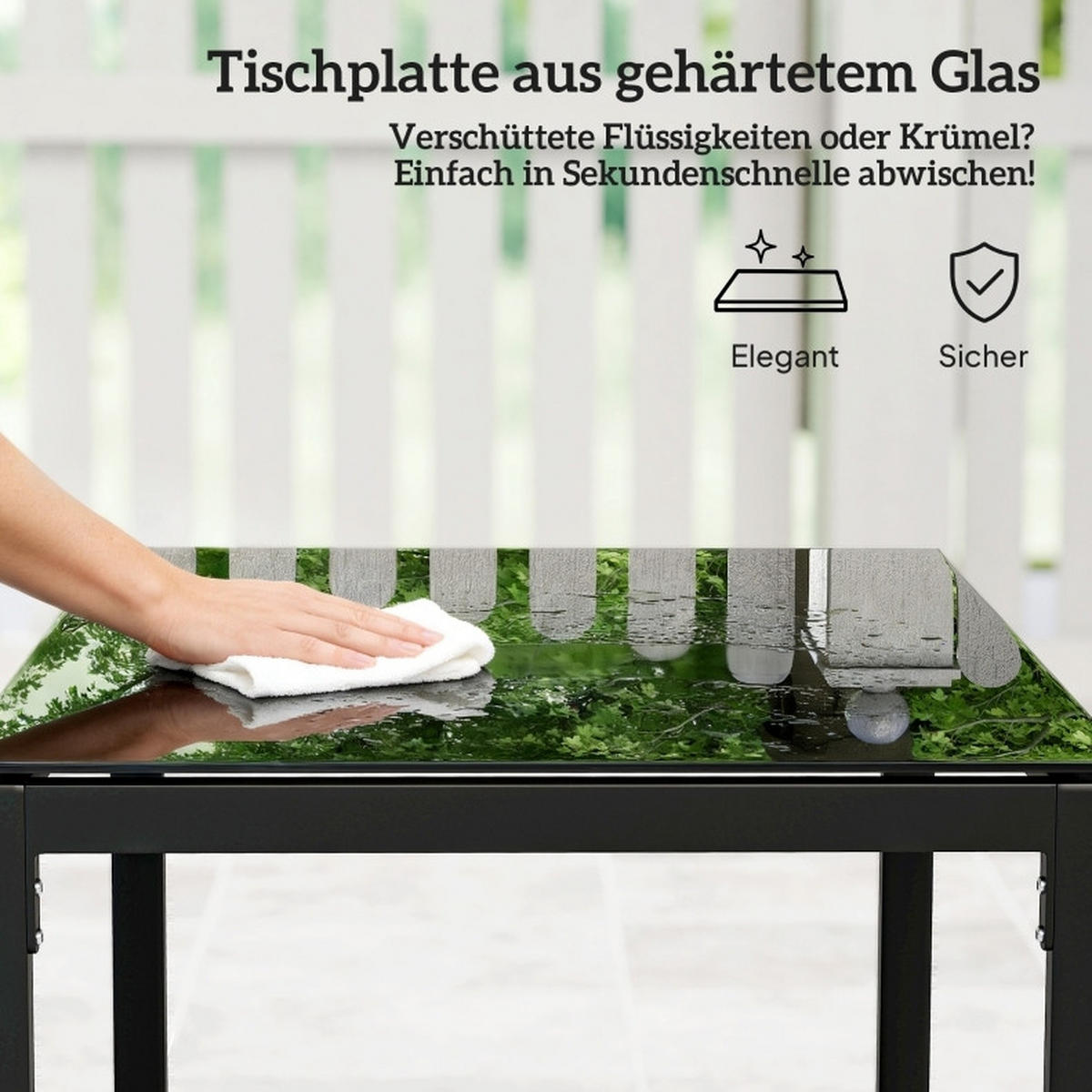 BALKONSET 55/58/76 cm hellgrau aus Stahl mit 2 Sesseln und Tisch - Hellgrau, Metall - OKWISH