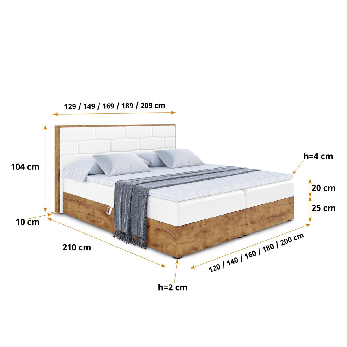 BOXBETT mit Matratze H4 und Lattenrost - LOLLI8 - 120x200 - Weiß Hochglanz - Weiß, Holzwerkstoff/Kunststoff (120/200cm) - ALTDECOR