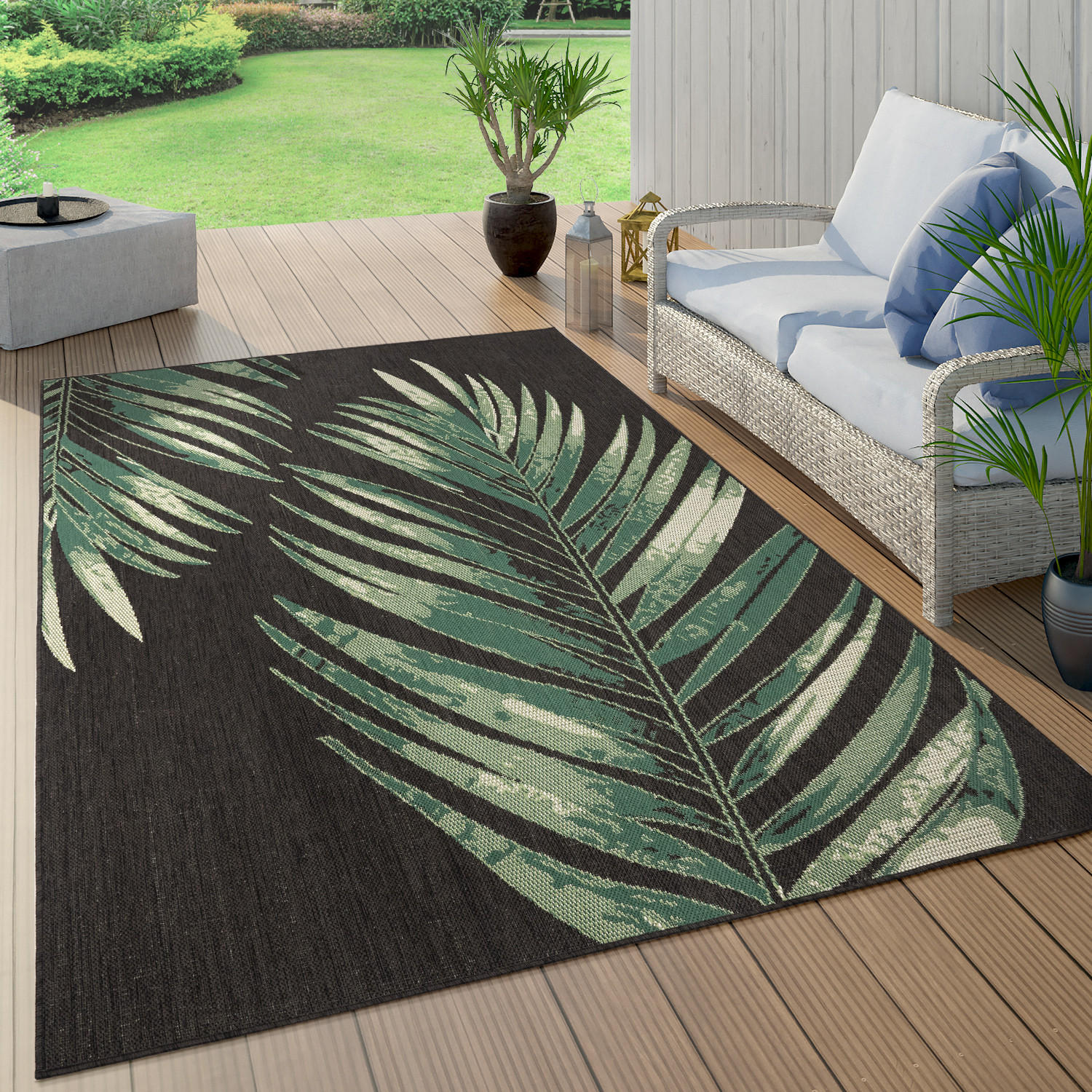 OUTDOORTEPPICH 100/200 cm Ostende 554 - Schwarz, Textil (100/200cm) - Paco Home