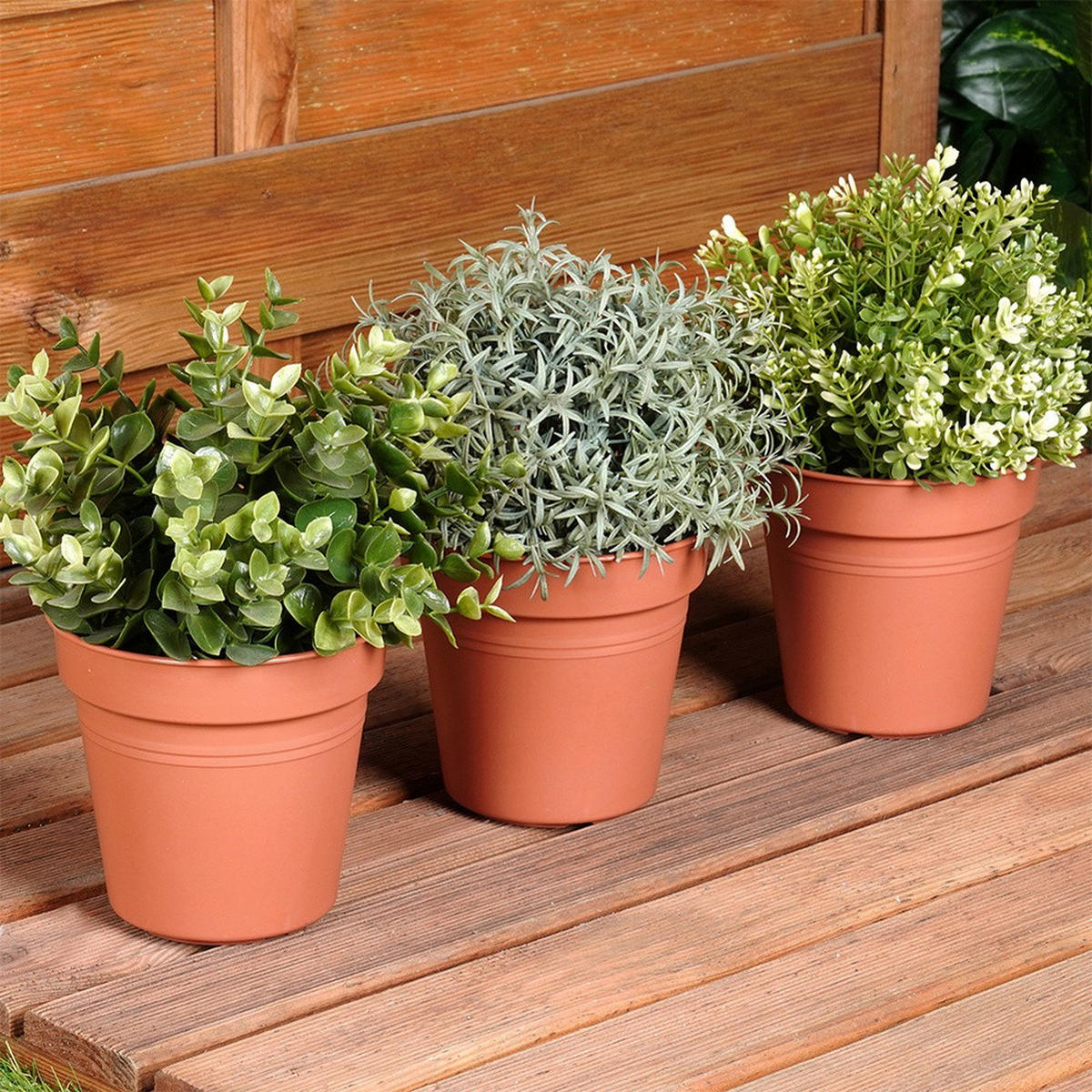 GARTENTOPF-SET Kunststoff 3 Stk. 13 cm Terracotta - Terracotta, Kunststoff (12cm) - ProGarden