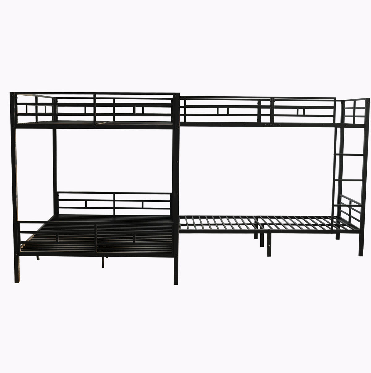 ETAGENBETT Schwarz 90/200 cm und 140/200 cm mit dreistufiger Leiter - Schwarz, Metall (140/200cm) - MIVRAY