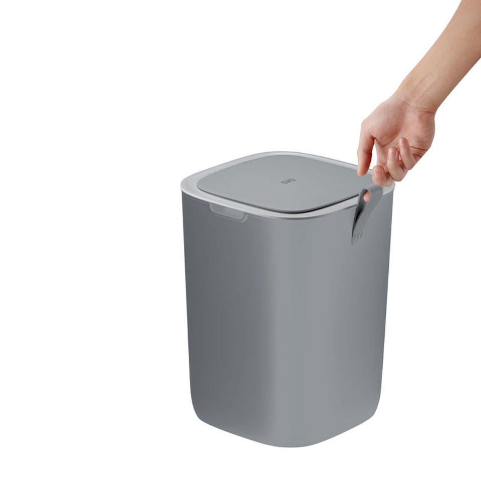 MÜLLEIMER Moderner Quadratischer Mit Smart Sensor 12 Liter 33,7 x 35 x 25 cm Grau - Grau, Metall (24.9/33.7/24.9cm) - PROREGAL