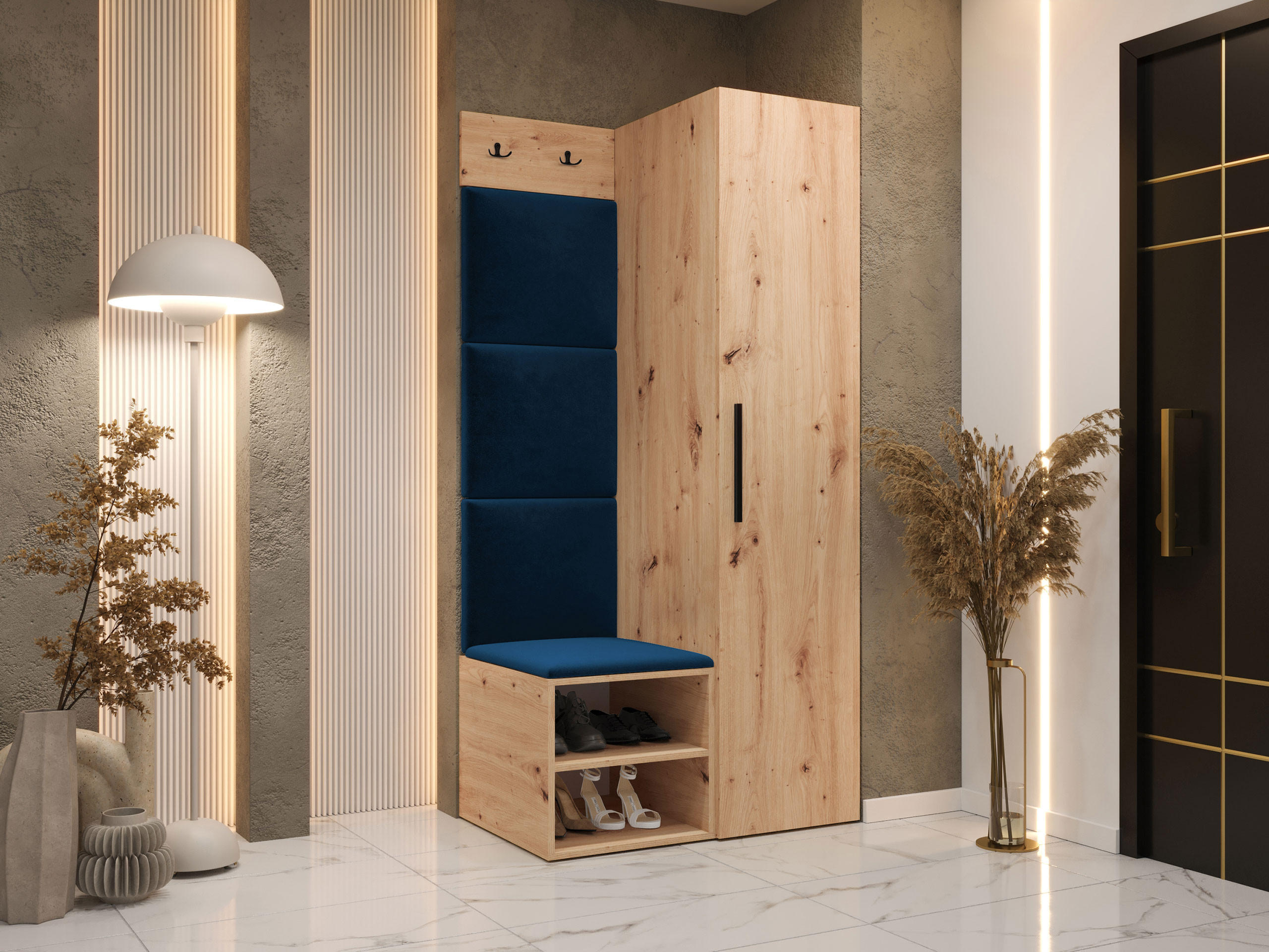 GARDEROBEN-SET Medi III - Blau/Schwarz, Holzwerkstoff/Kunststoff (40/191/50cm) - MIRJAN24