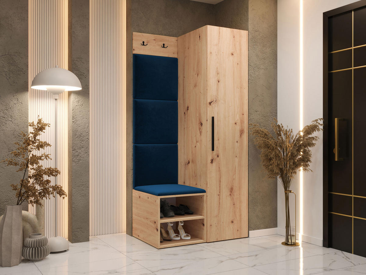 GARDEROBEN-SET Medi III - Blau/Schwarz, Holzwerkstoff/Kunststoff (40/191/50cm) - MIRJAN24