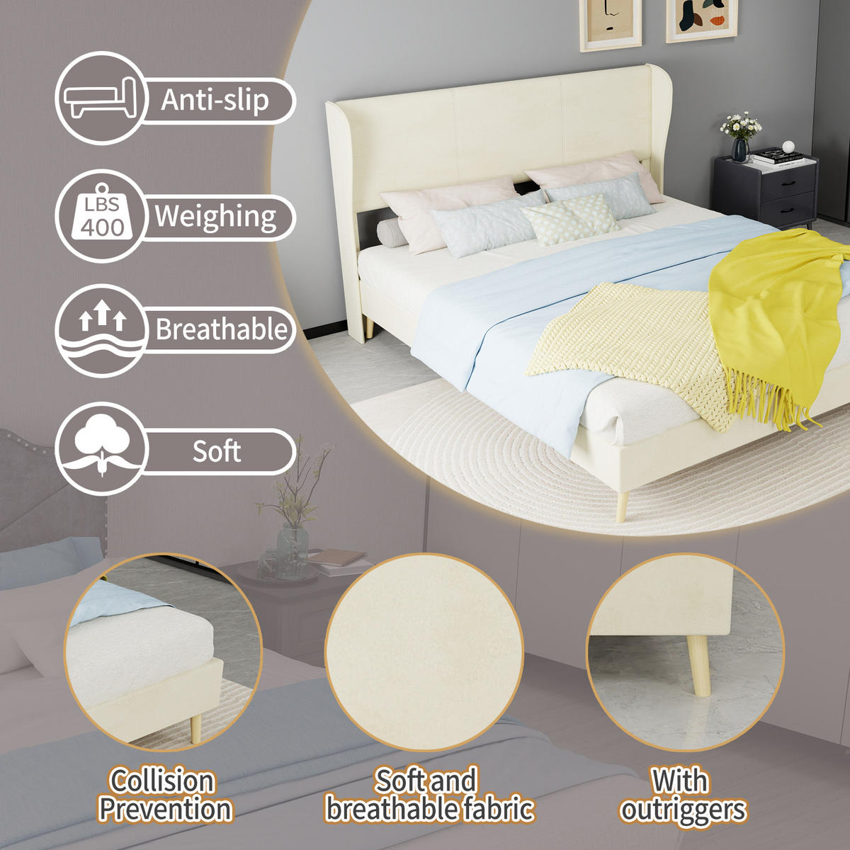 BETT mit Matratze 160x200 cm Beige - Beige, Metall (160/200cm) - Meubliv
