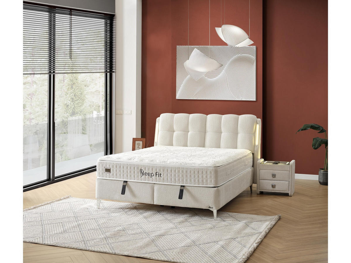 POLSTERBETT Sleep Fit 120x200 Creme - Creme, Textil/Metall (120/200cm) - Villa Möbel