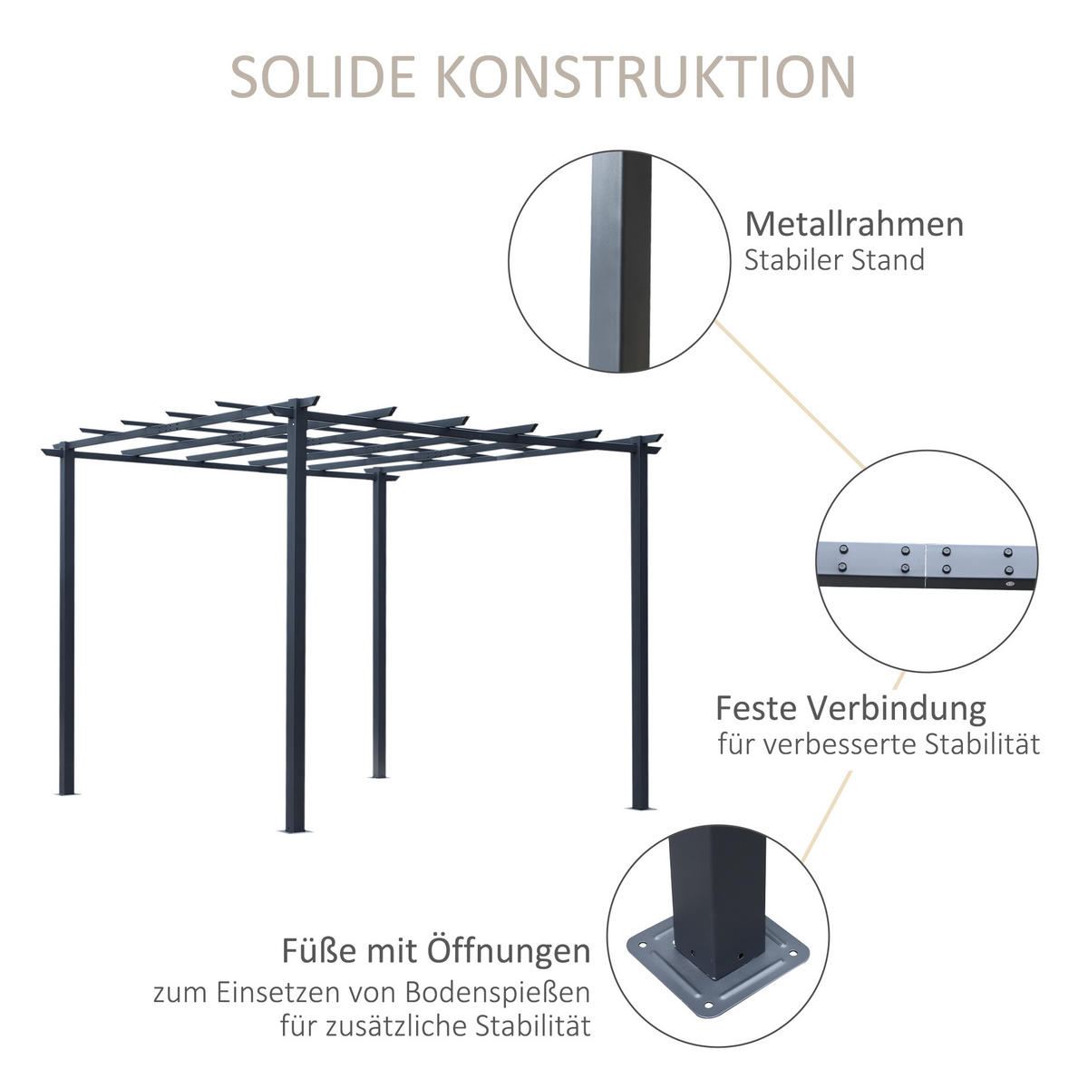 ROSENPAVILLON Wetterfest Metall Schwarz - Schwarz, Metall (295/230/297cm) - Outsunny