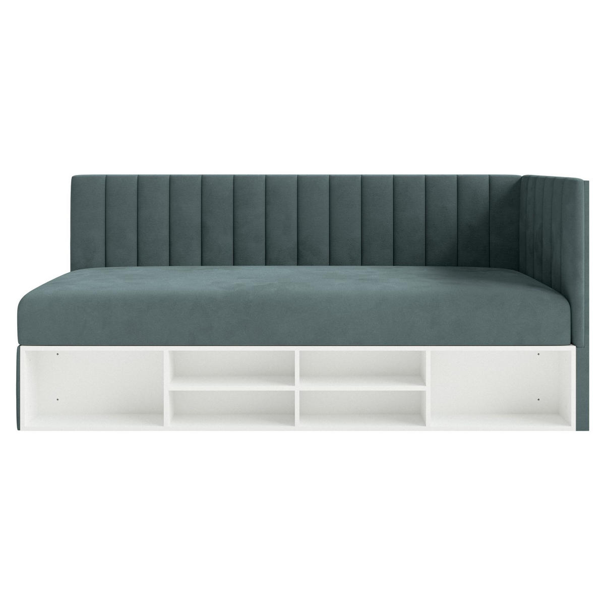 JUGENDBETT Ventrio Blaugrau Easy-Clean-Samtbezug 90x200 cm - Hellgrau, Holz/Textil (90/200cm) - Selsey
