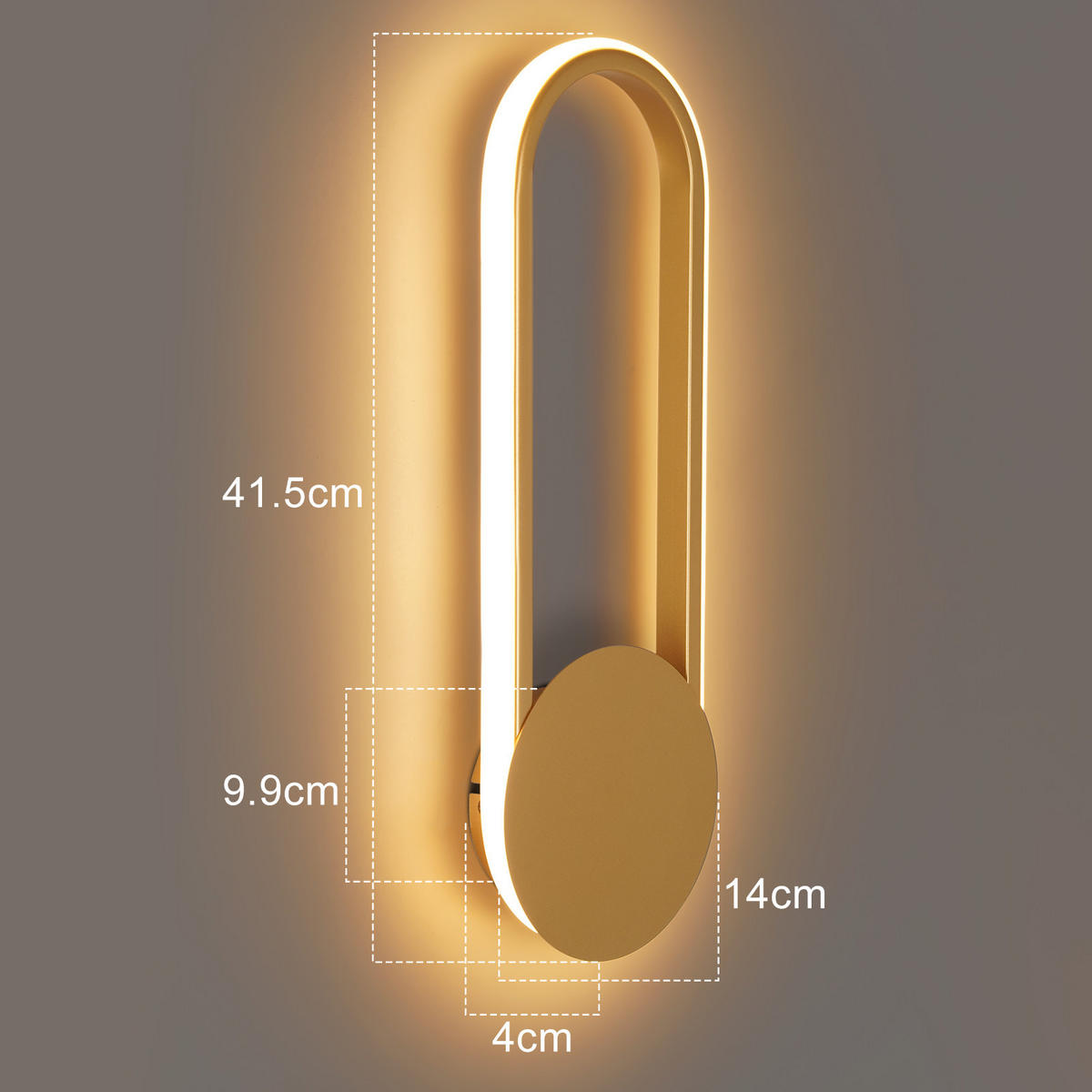 LED - WANDLEUCHTE Leuchtor 41.5/14/4 cm - Goldfarben, Metall (14/4/41.5cm) - ZMH