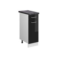 KÜCHENUNTERSCHRANK R-Line Schwarz Hochglanz 30 cm, AP Anthrazit - Schwarz Hochglanz/Schwarz, Holzwerkstoff (30/81.6/60cm) - Vicco