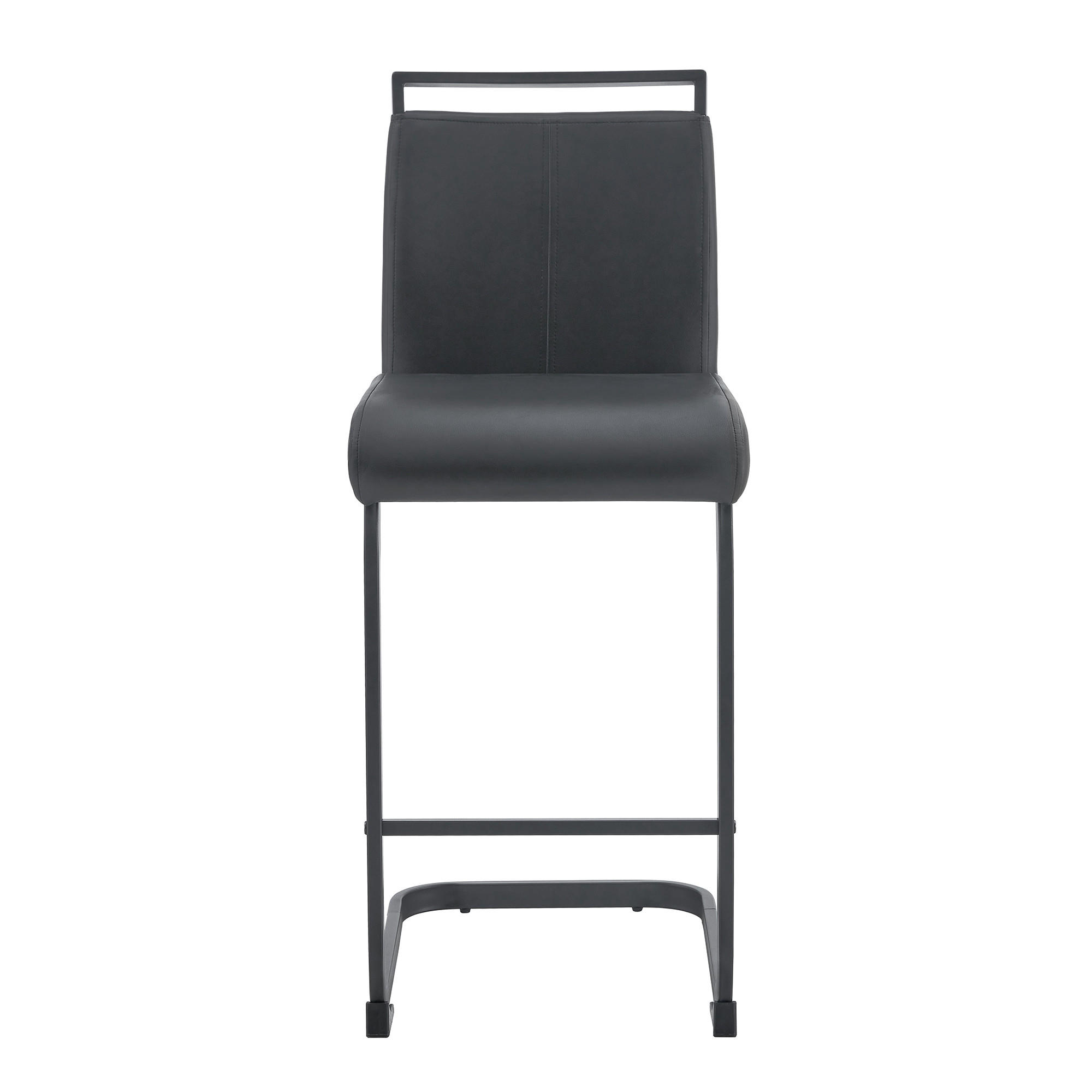 BARHOCKER 2er-Set Schwarz mit PU-Leder und Fußstütze - Schwarz, Metall (39/96.5/46.5cm) - PANGIVO