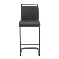 BARHOCKER 2er-Set Schwarz mit PU-Leder und Fußstütze - Schwarz, Metall (39/96.5/46.5cm) - PANGIVO