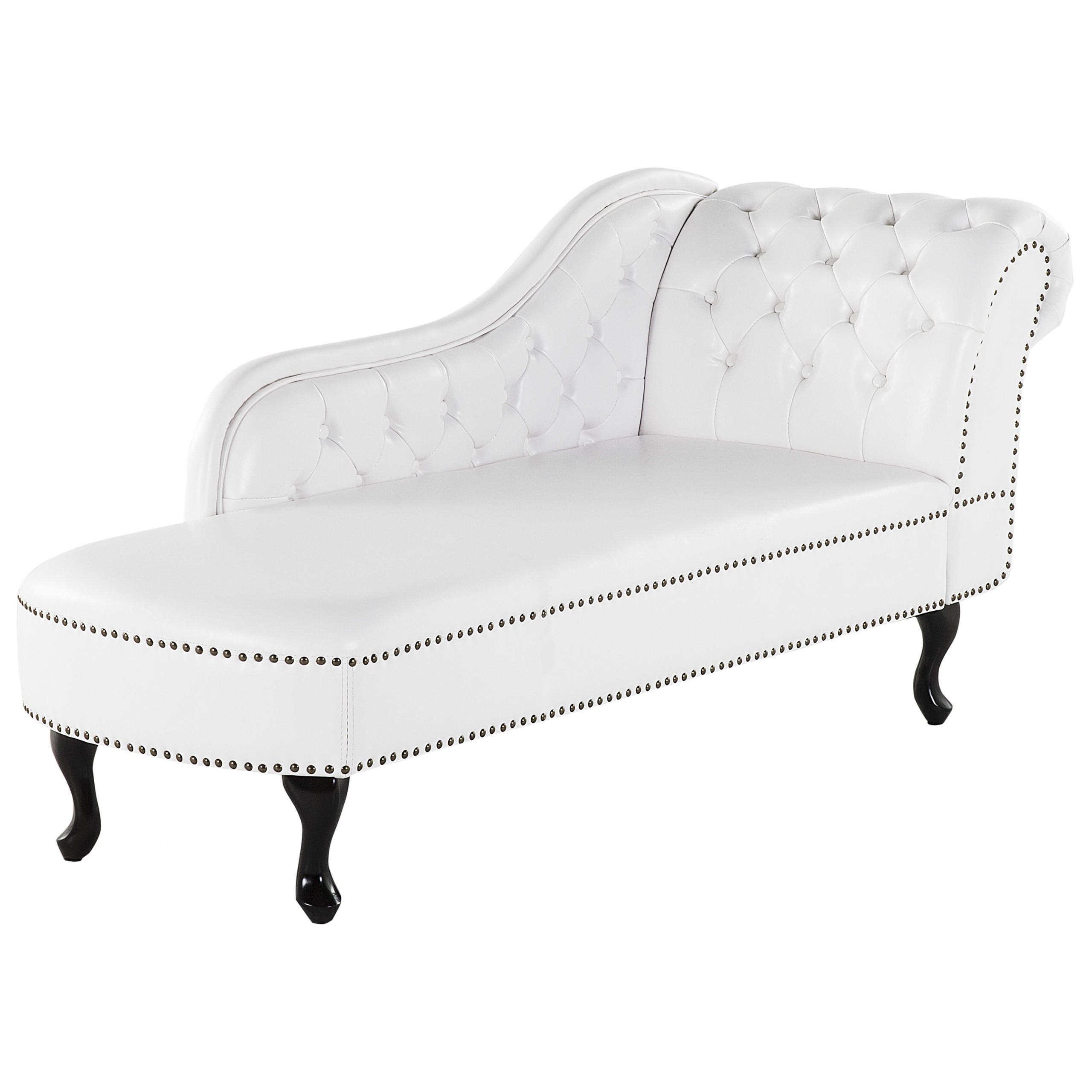 CHAISELONGUE Kunstleder weiß glänzend rechtsseitig Nimes - Schwarz/Weiß, Kunststoff (170/79/61cm) - Beliani