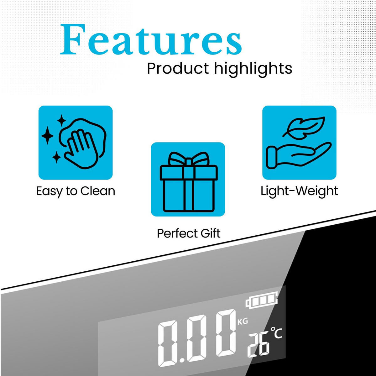 KÖRPERWAAGE Badezimmer 26 x 26 cm - Schwarz, Glas (26/26/1cm) - Intirilife