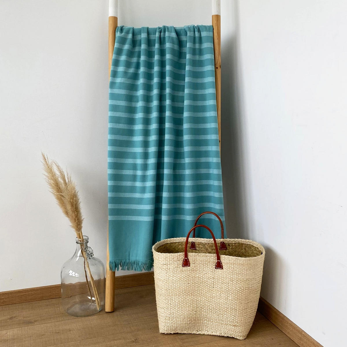 HAMAMTUCH mit Frotteefutter Alanya Lake 90x160 400g/m² - Blau, Textil (90/160cm) - LE COMPTOIR DE LA PLAGE