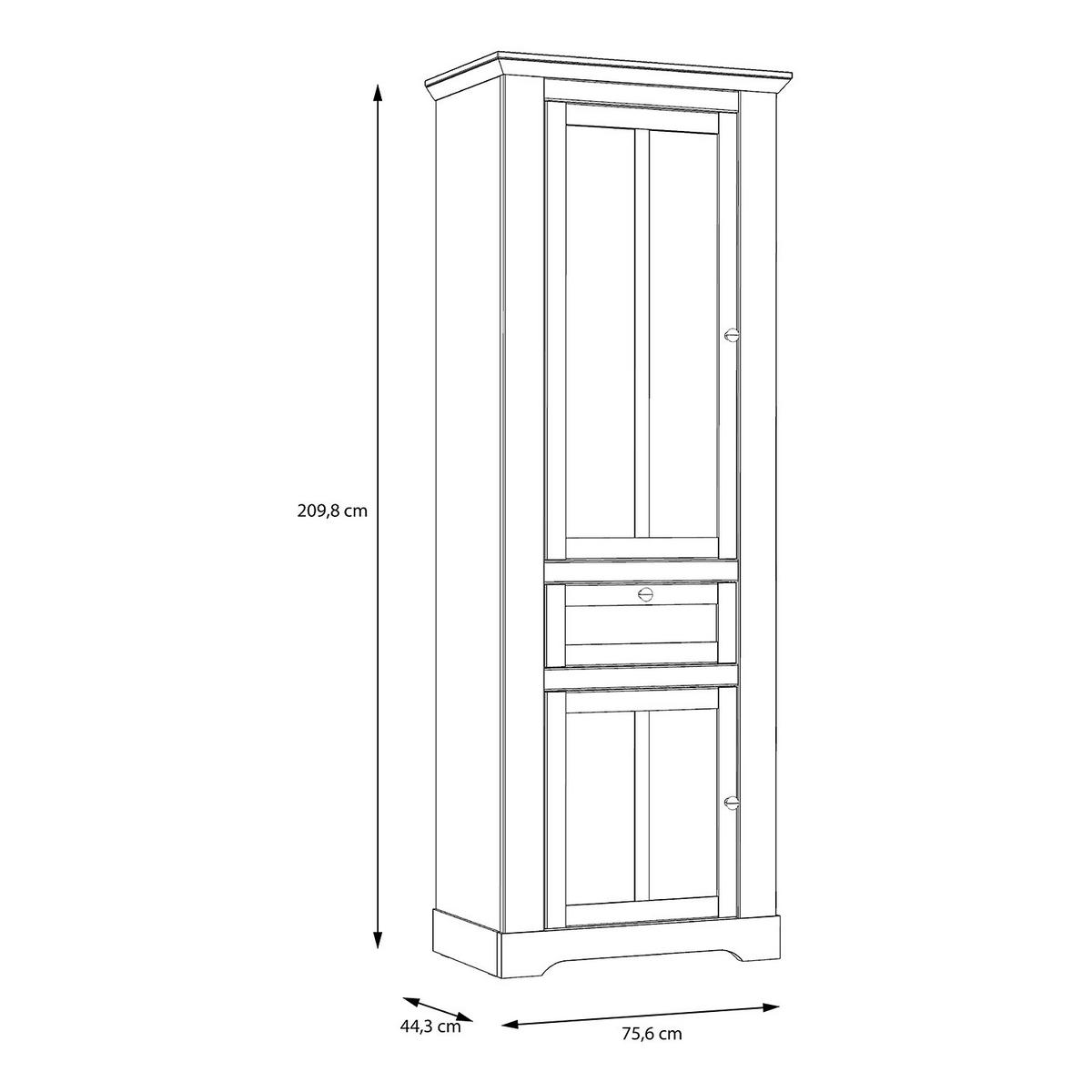 STANDVITRINE - inkl. Beleuchtung - Eiche Weiß Dekor / Eiche Nelson Dekor - Silberfarben/Weiß, Holzwerkstoff/Kunststoff (76/210/44cm) - home24