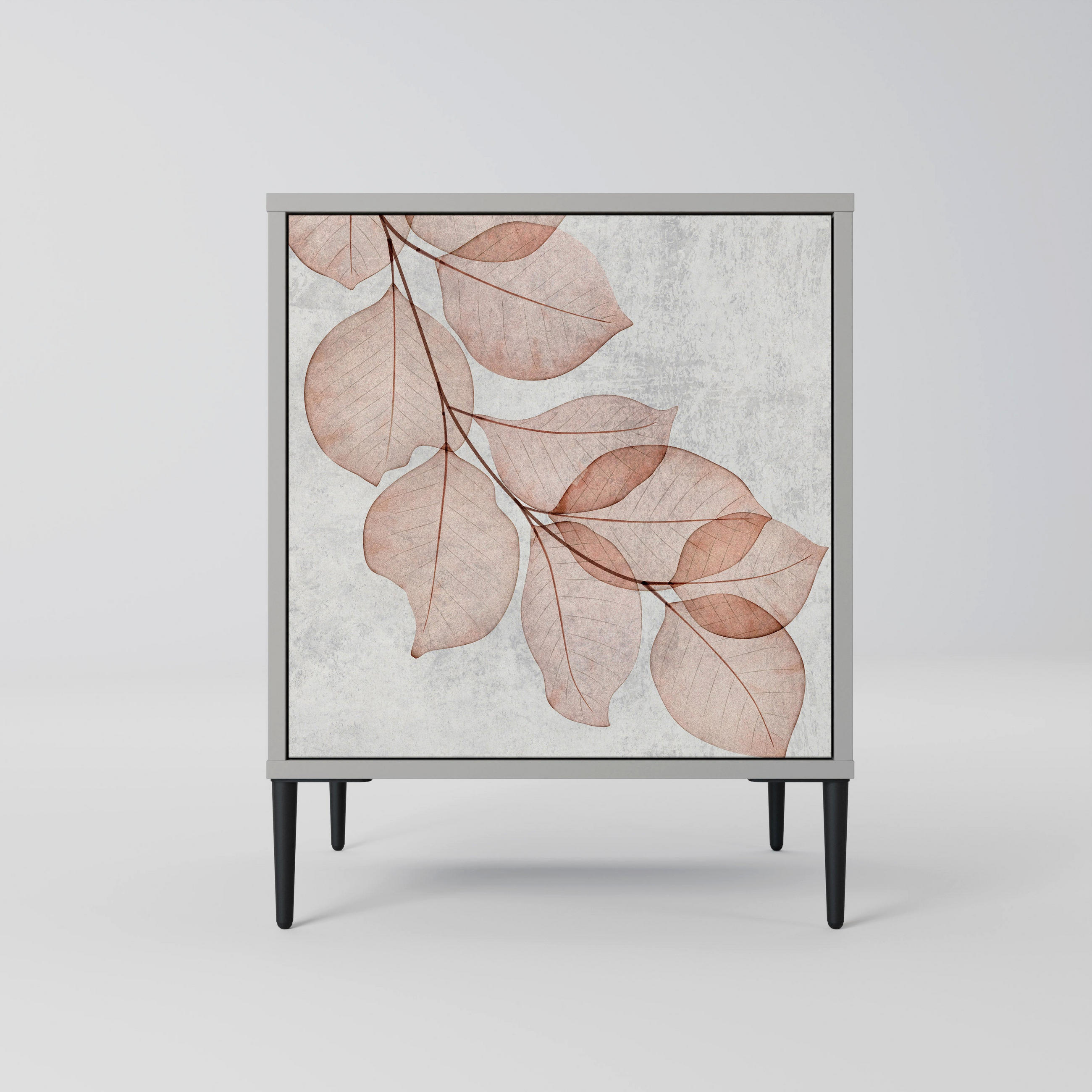 SIDEBOARD AUTUMN FRAGILITY, Grau, 57,5x42x72,5 cm, Schwarze Metallfüße - Multicolor/Schwarz, Holzwerkstoff/Metall (57.5/72.5/42cm) - SpaceRebels