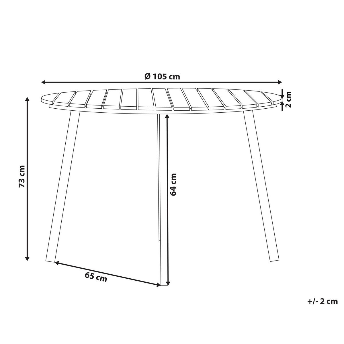 GARTENTISCH Aluminium heller Holzfarbton/weiß 105 cm Cavoli - Dunkelbraun/Weiß, Kunststoff (105/105/73cm) - Beliani