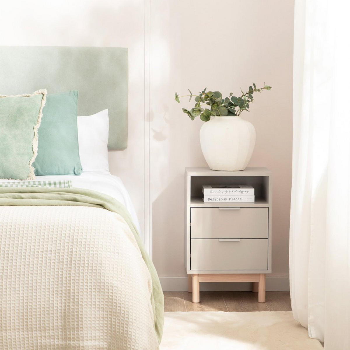 NACHTTISCH 2 SCHUBLADEN Elian Weiß 40 cm x 63 cm - Weiß, Holzwerkstoff (40/63/35cm) - Klast Home